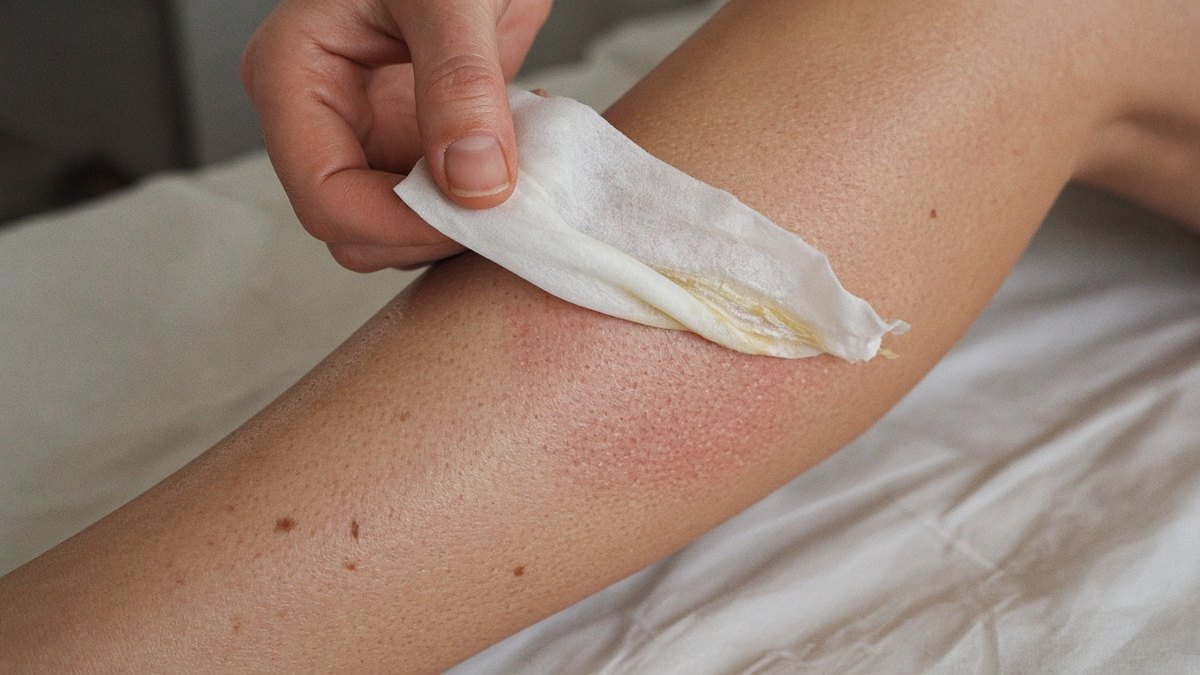 Waxing a shin
